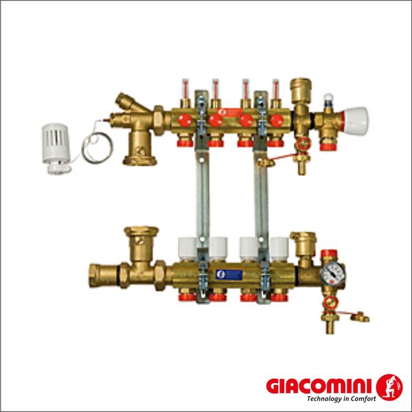 Гребенка в сборе для отопления от пола Giacomini R557FY006 (6 контуров)