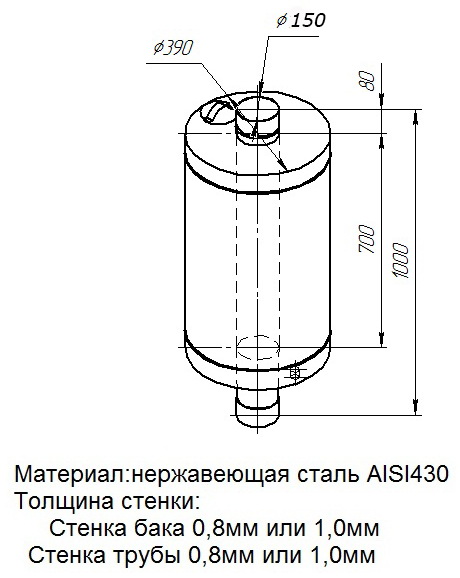 Бак для воды Феролайф ф150/V80 AISI 430 БКС-80